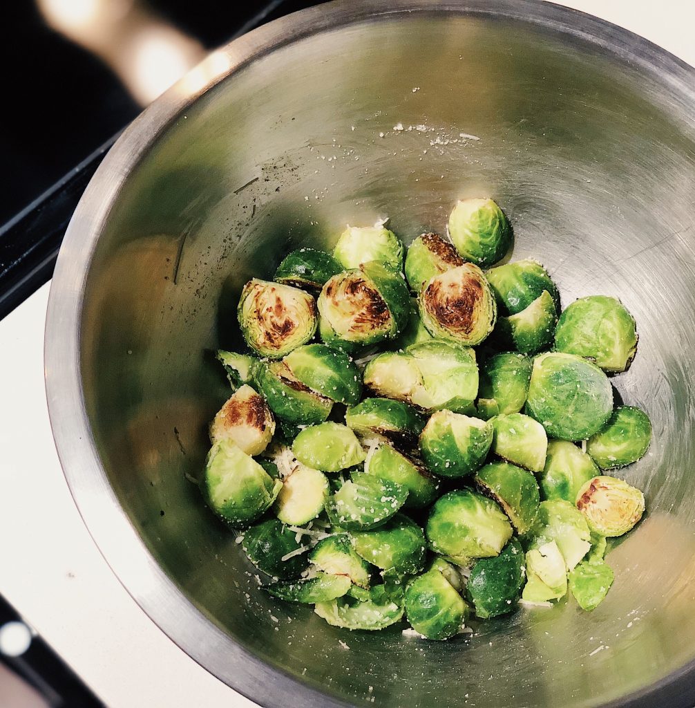 Pan-Fried Garlic Parmesan Brussels Sprouts