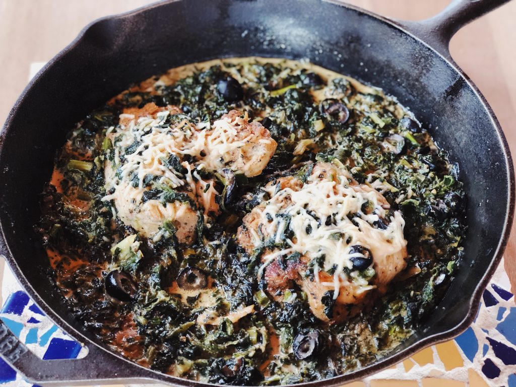 Skillet Chicken with Spinach Cream Sauce