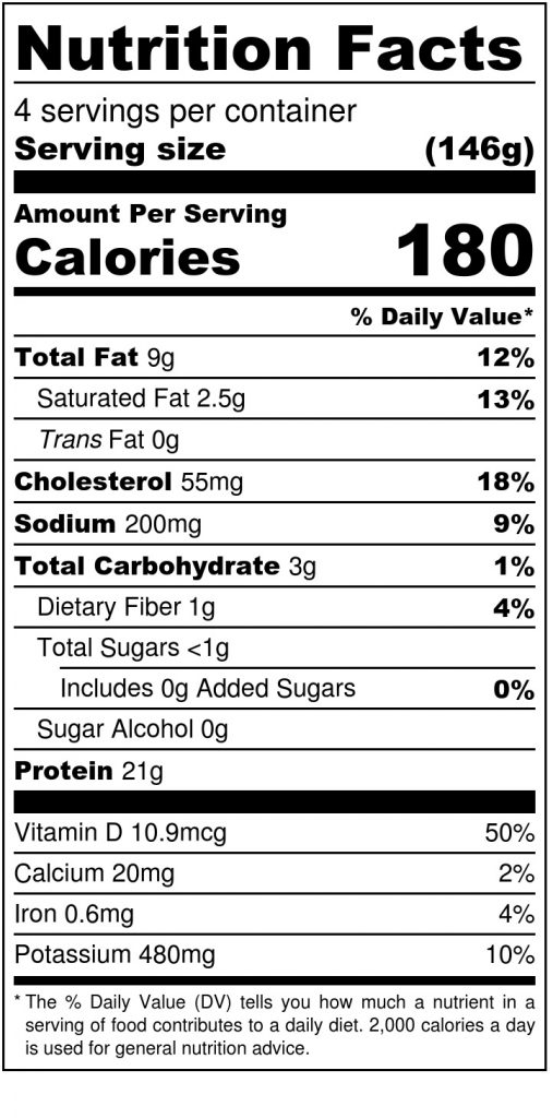 Creamy Salmon Avocado Salad - Nutrition Label