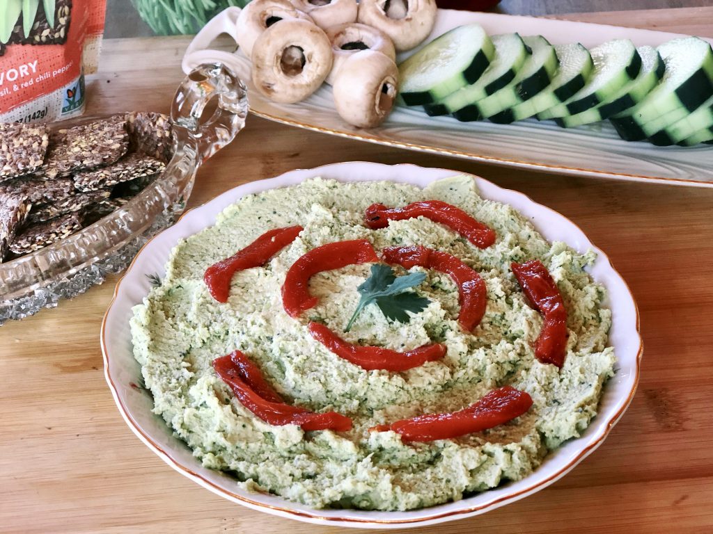 5 Minute Edamame Cilantro Hummus
