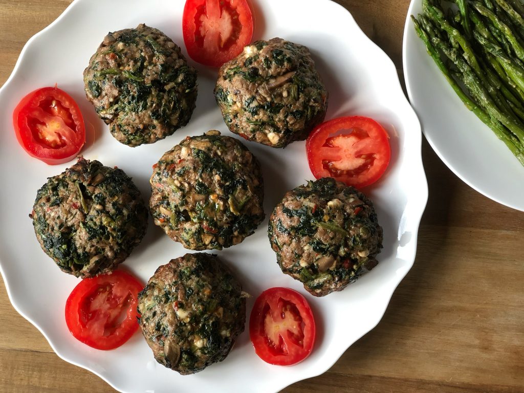 Grilled Spinach & Mushroom Feta Burgers